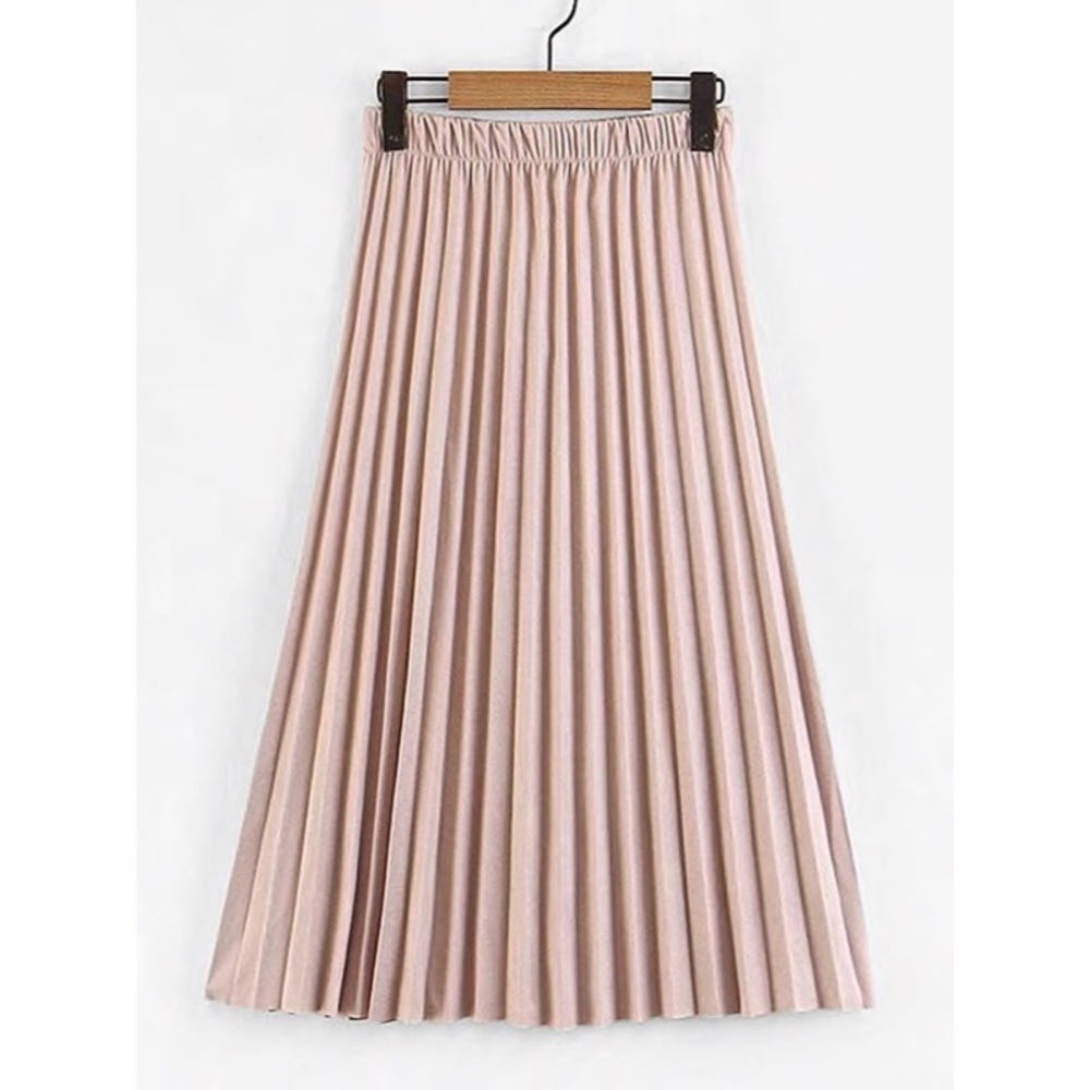 Accordion pleated midi skirt blush pink peach - Picture 2 of 4